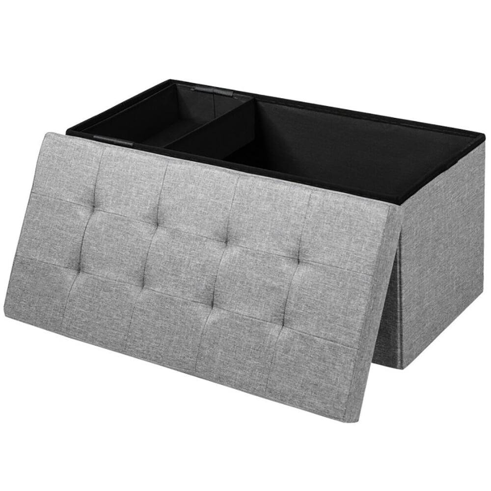 Left. Kadyn - 31.5 Inch Fabric Foldable Storage with Removable Storage Bin-Light Gray, Folding Footstools,Multi-Functional Ottoman - Gray.