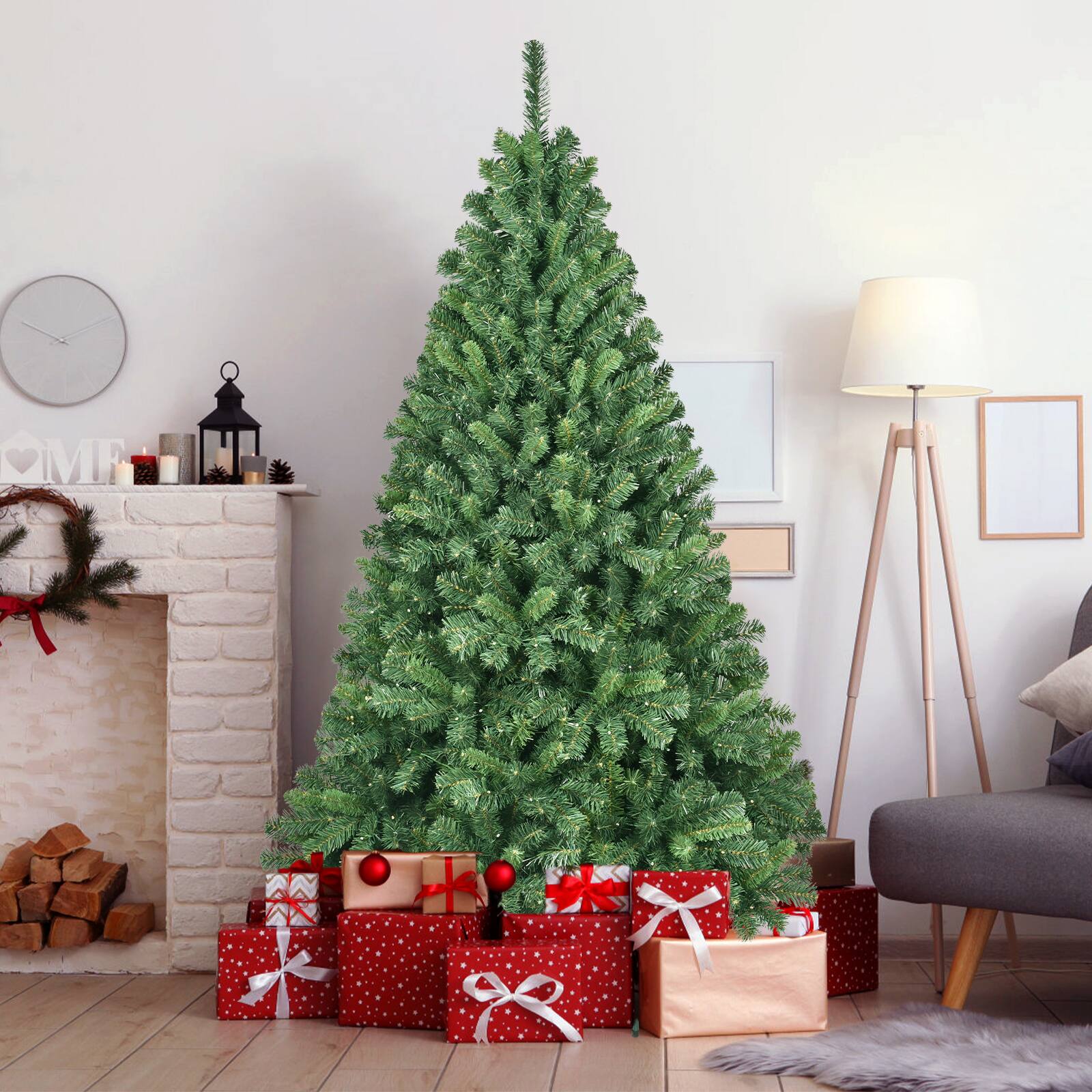 Alt View 2. Lirago - 6FT PVC Christmas Tree 280 WiFi Music Sync LED Lights Control 917 Tips Hinged Branches Dual Color Effects Metal Stand - Green.