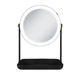 Zadro - Back-to-School LED Lighted Makeup Mirror with 5X/1X Magnifications, Accessories Tray & Phone Holder - Black