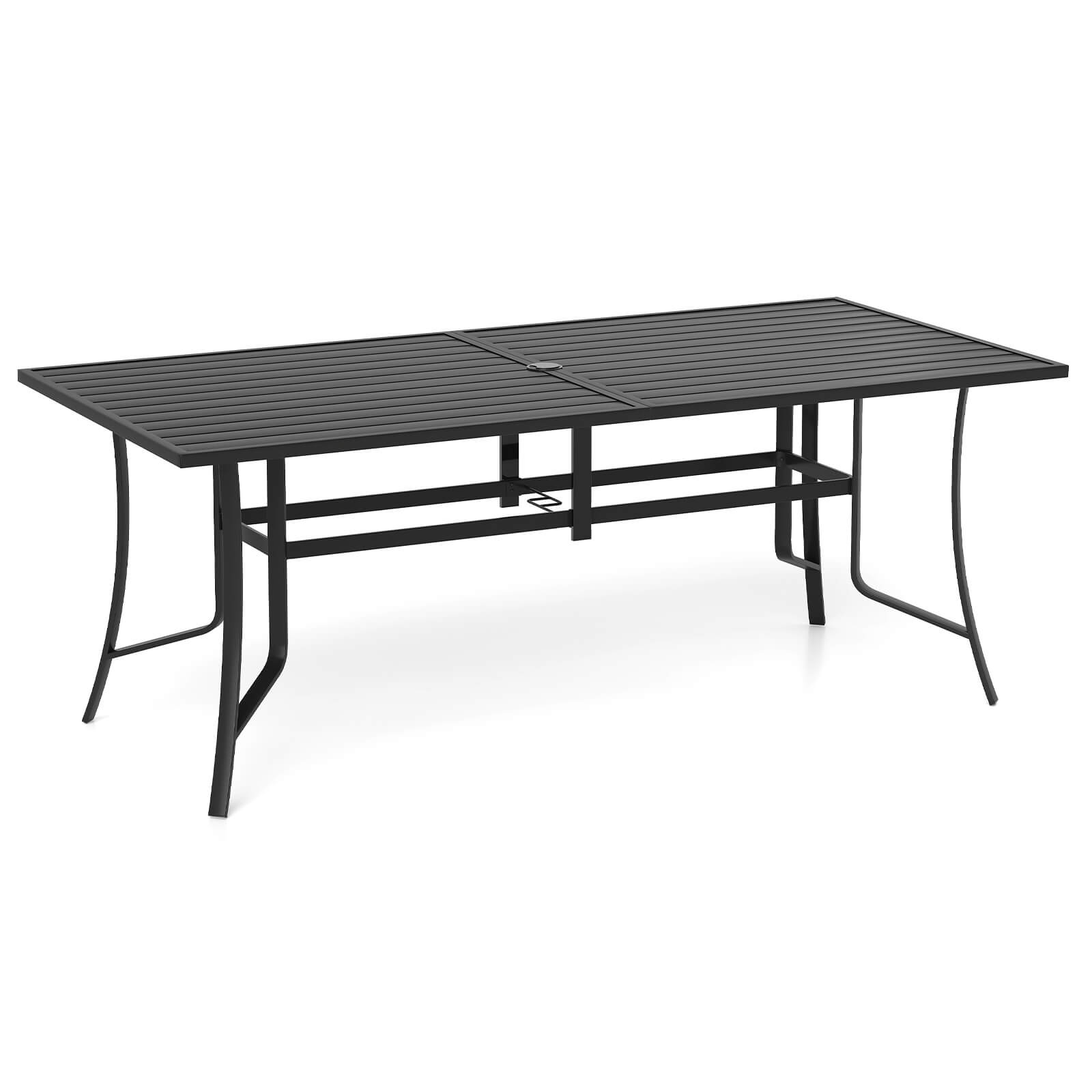 Alt View 9. Costway - Costway 76" x 36" Rectangle Patio Dining Table with Umbrella Hole for Porch Garden Balcony - Black.