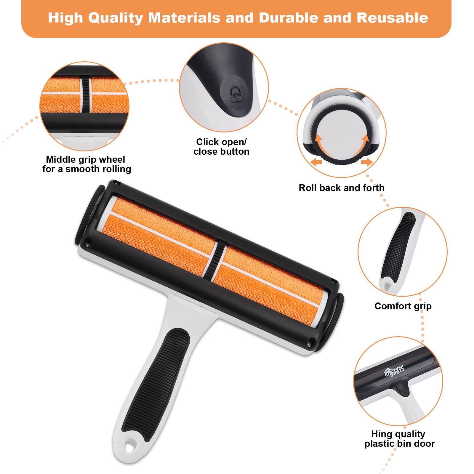 High Quality Materials and Durable and Reusable

Middle grip wheel for a smooth rolling
Click open/ close button
Roll back and forth
Comfort grip
Hing quality plastic bin door