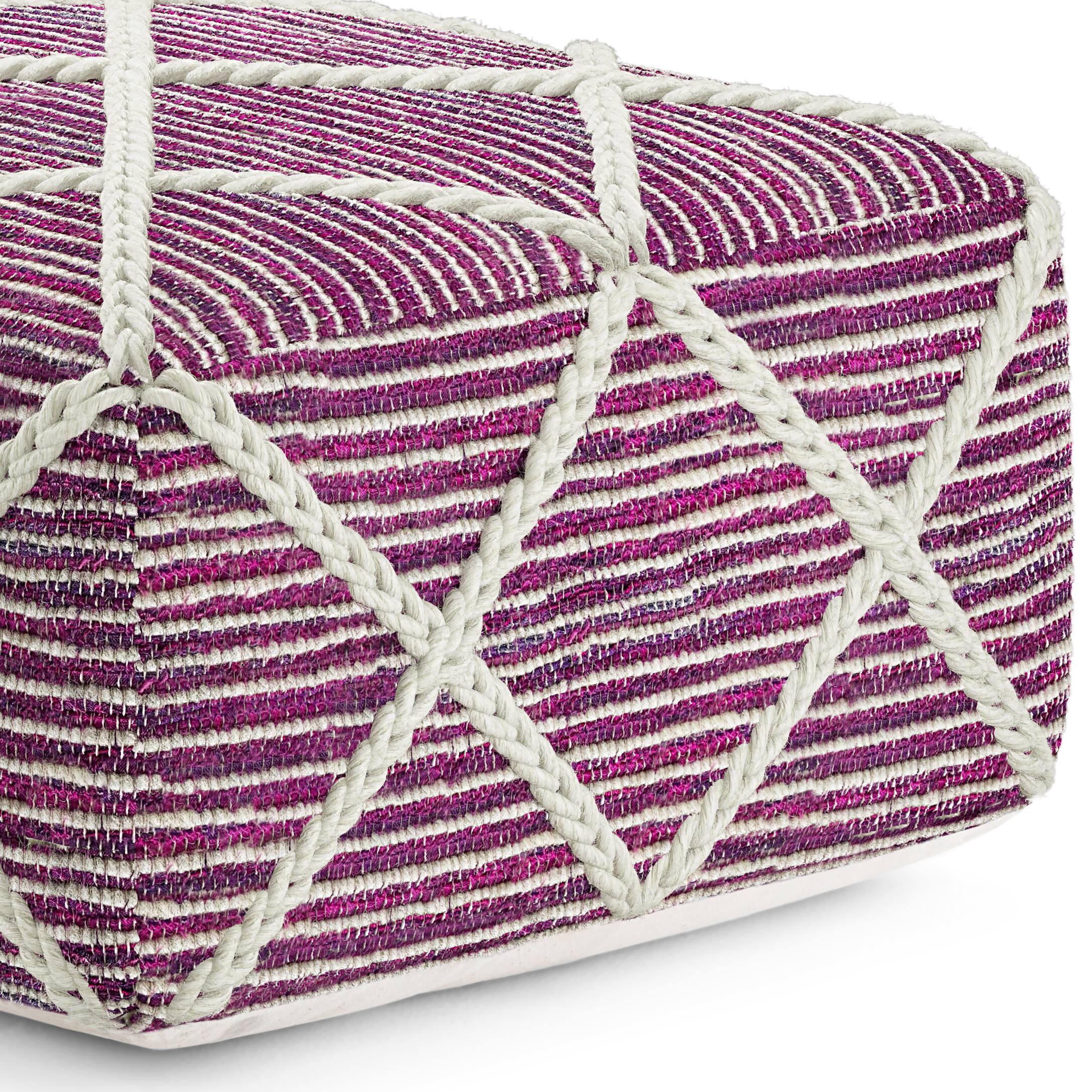 Alt View 15. Simpli Home - Cowan Square Pouf - Magenta and Natural.