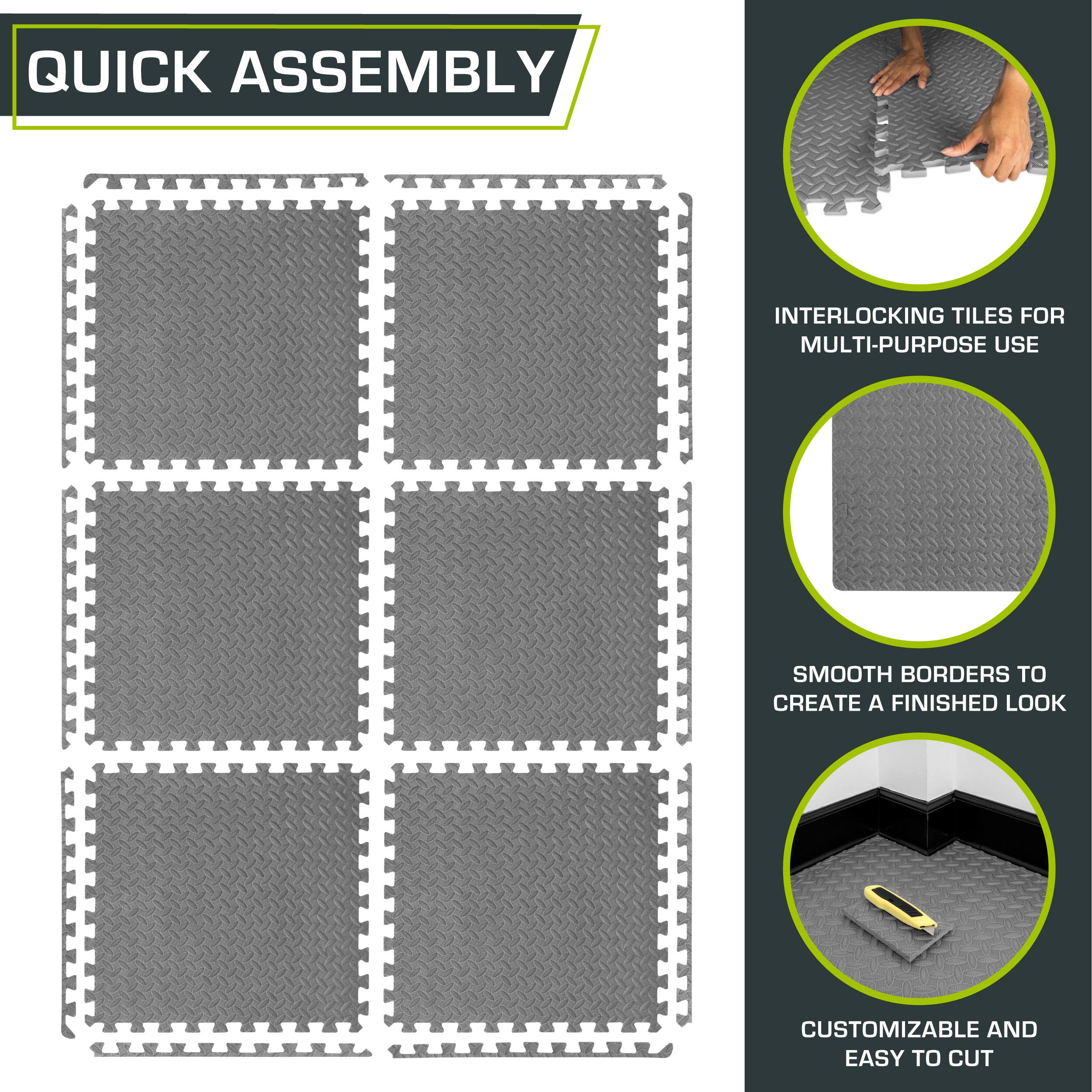 ProsourceFit Diamond Plate Exercise Puzzle Mat 1/2 in, 24 Sq Ft 6