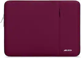 mosiso - 13 inch Laptop Sleeve with Pocket, Polyester Vertical Case for MacBook Air/Pro/Neo 13 inch A18/M5/M4/M3/M2/M1 2026-2016 - Wine Red