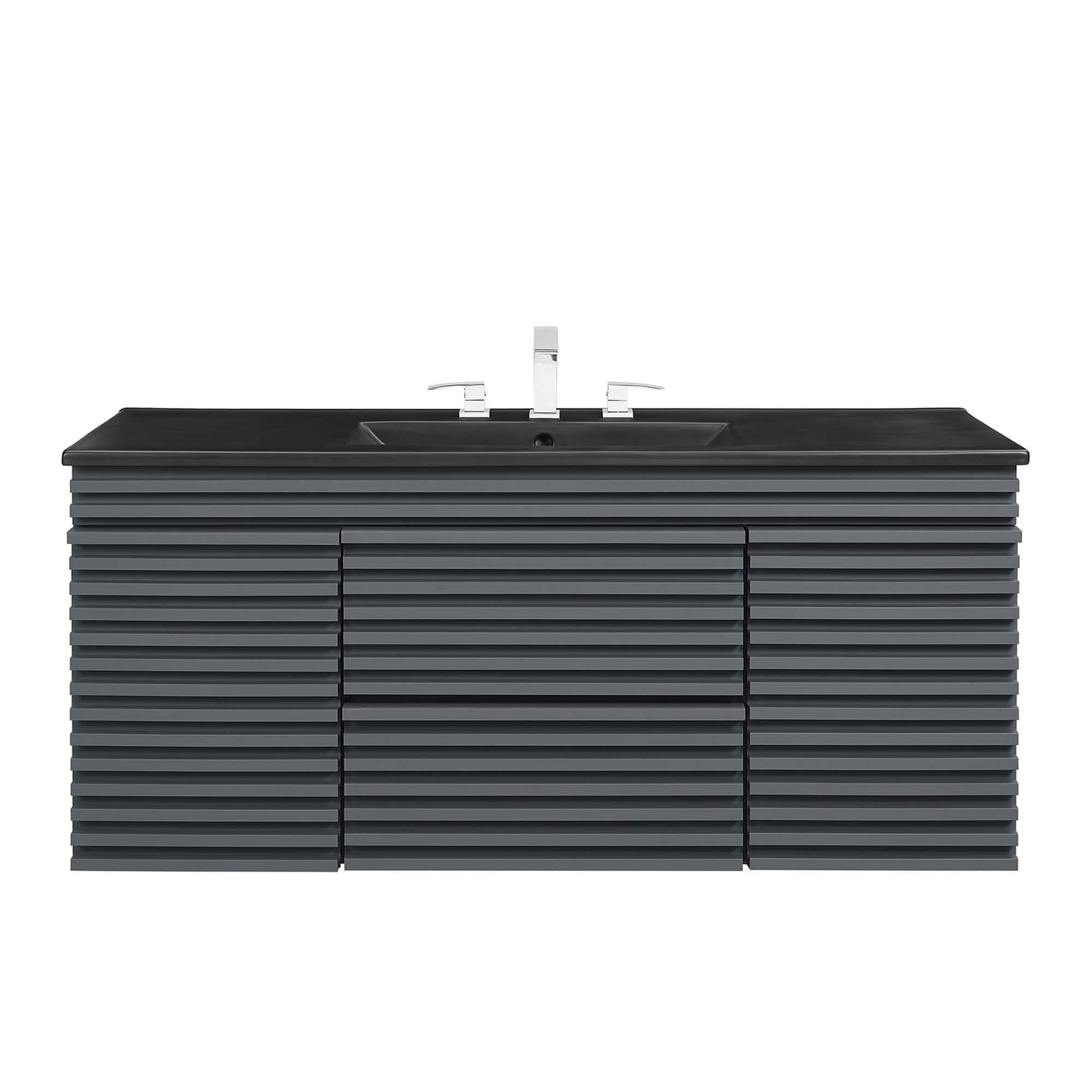 Alt View 2. Modway - Render 48" Wall-Mount Bathroom Vanity Basin Included by Modway - Gray Black.