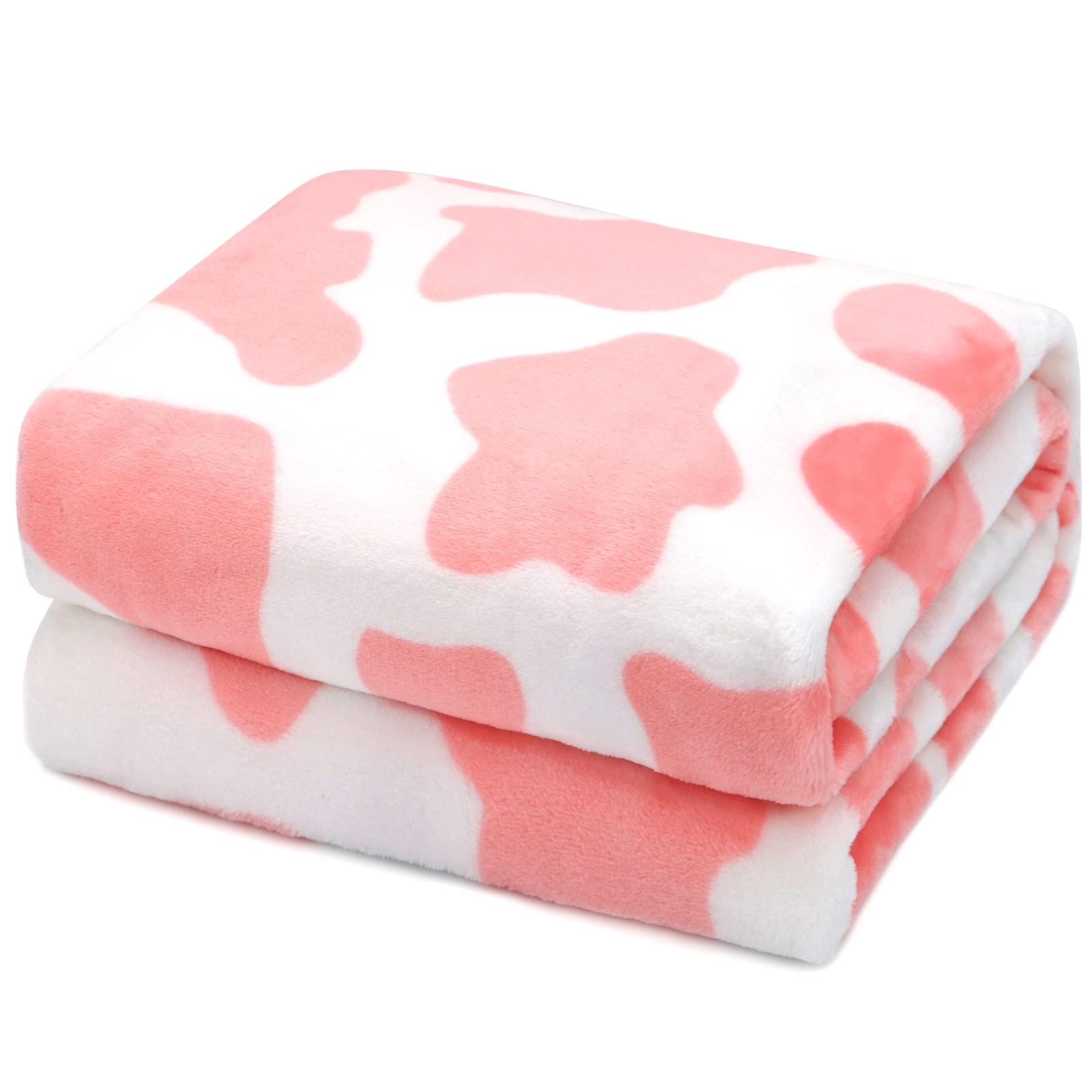 Alt View 1. Dapper Styles - Cow Print Blanket Warm Plush Cute Throw Soft Flannel Lightweight Fleece For Sofa Couch Bed Travel Bedding - Whitecowthrow-90x90INCH(230 x 230 cm).