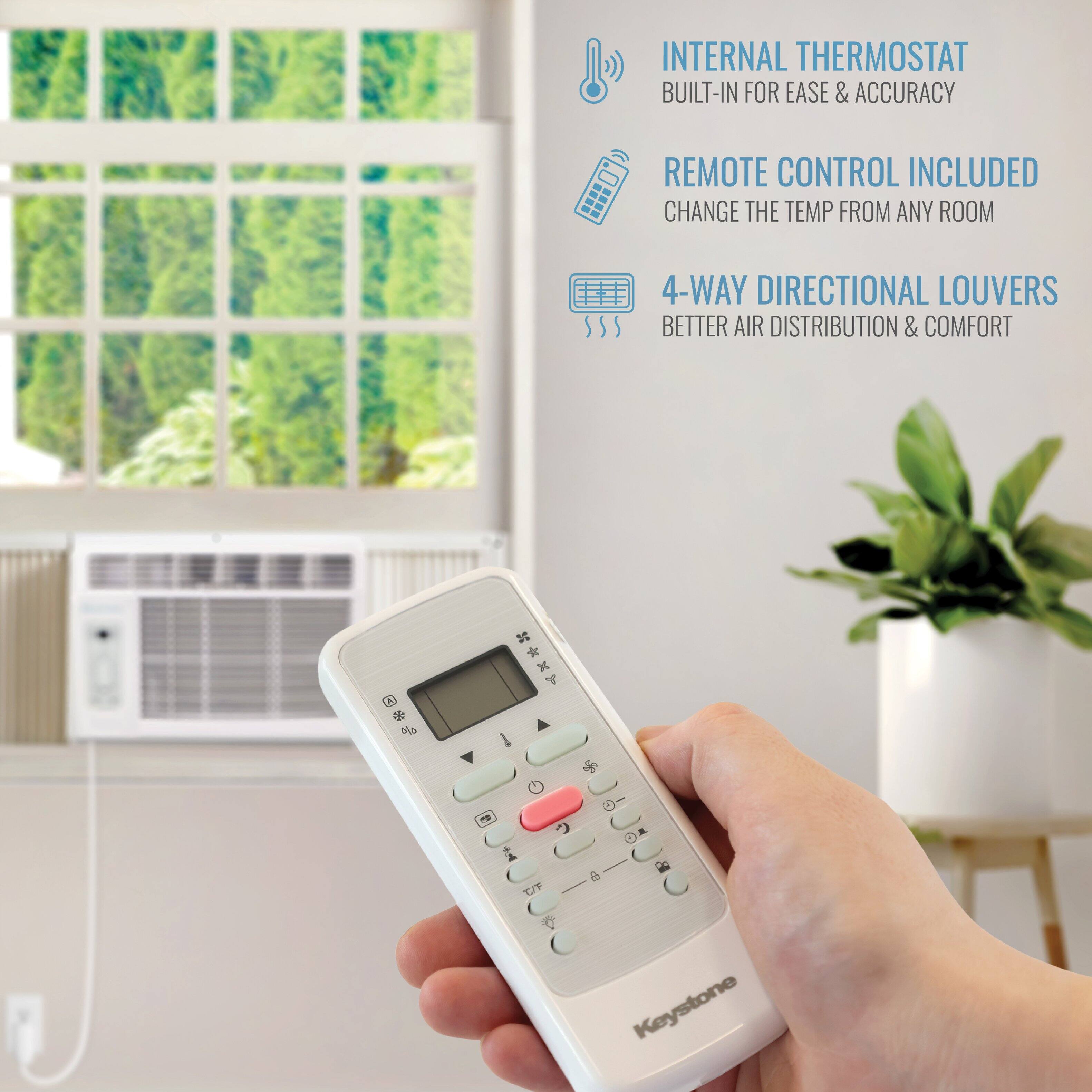INTERNAL THERMOSTAT BUILT-IN FOR EASE & ACCURACY  
REMOTE CONTROL INCLUDED  
CHANGE THE TEMP FROM ANY ROOM  
4-WAY DIRECTIONAL LOUVERS  
BETTER AIR DISTRIBUTION & COMFORT  

CIF  
C  
B  

Keystone