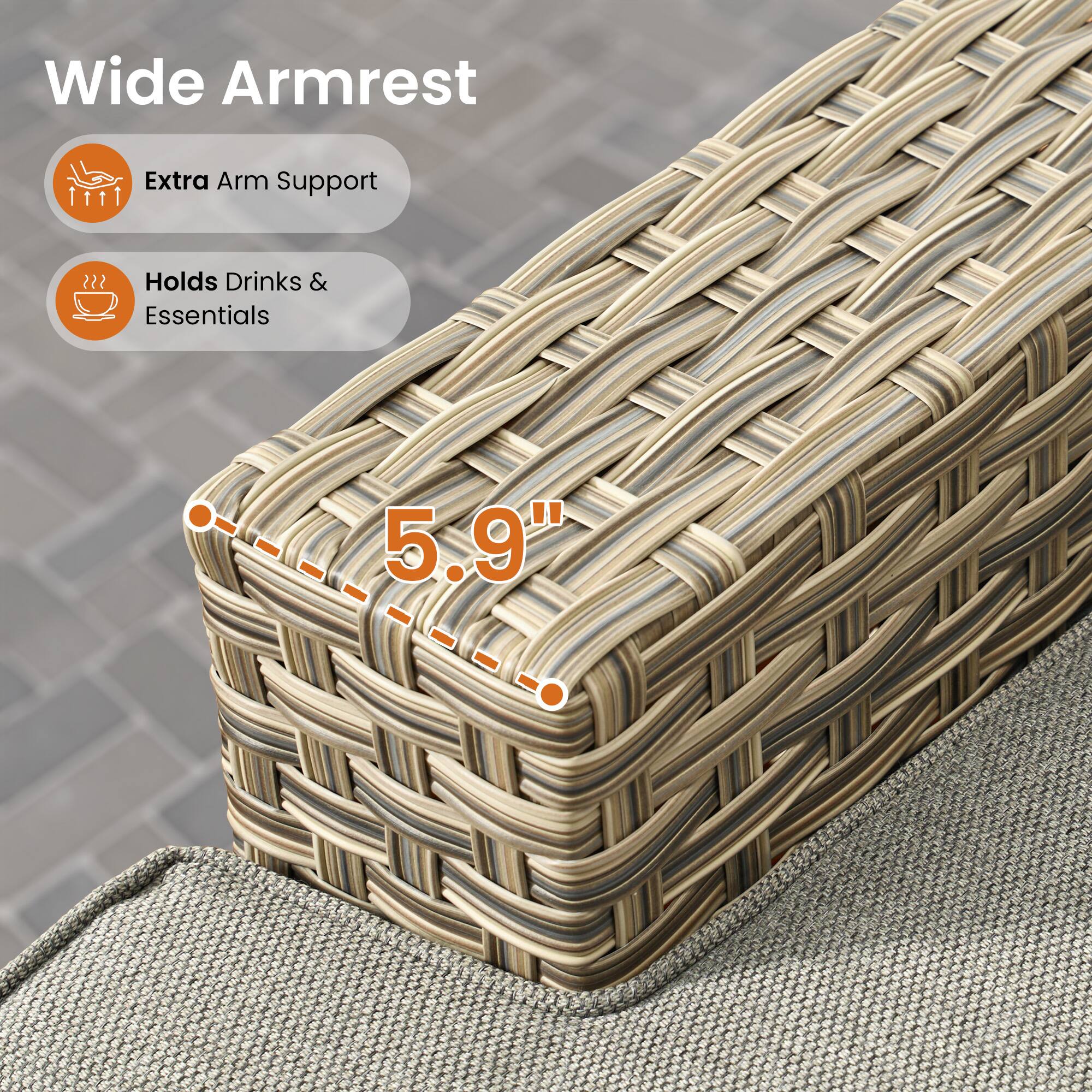 Wide Armrest Extra Arm Support | Holds Drinks & Essentials 5.9"