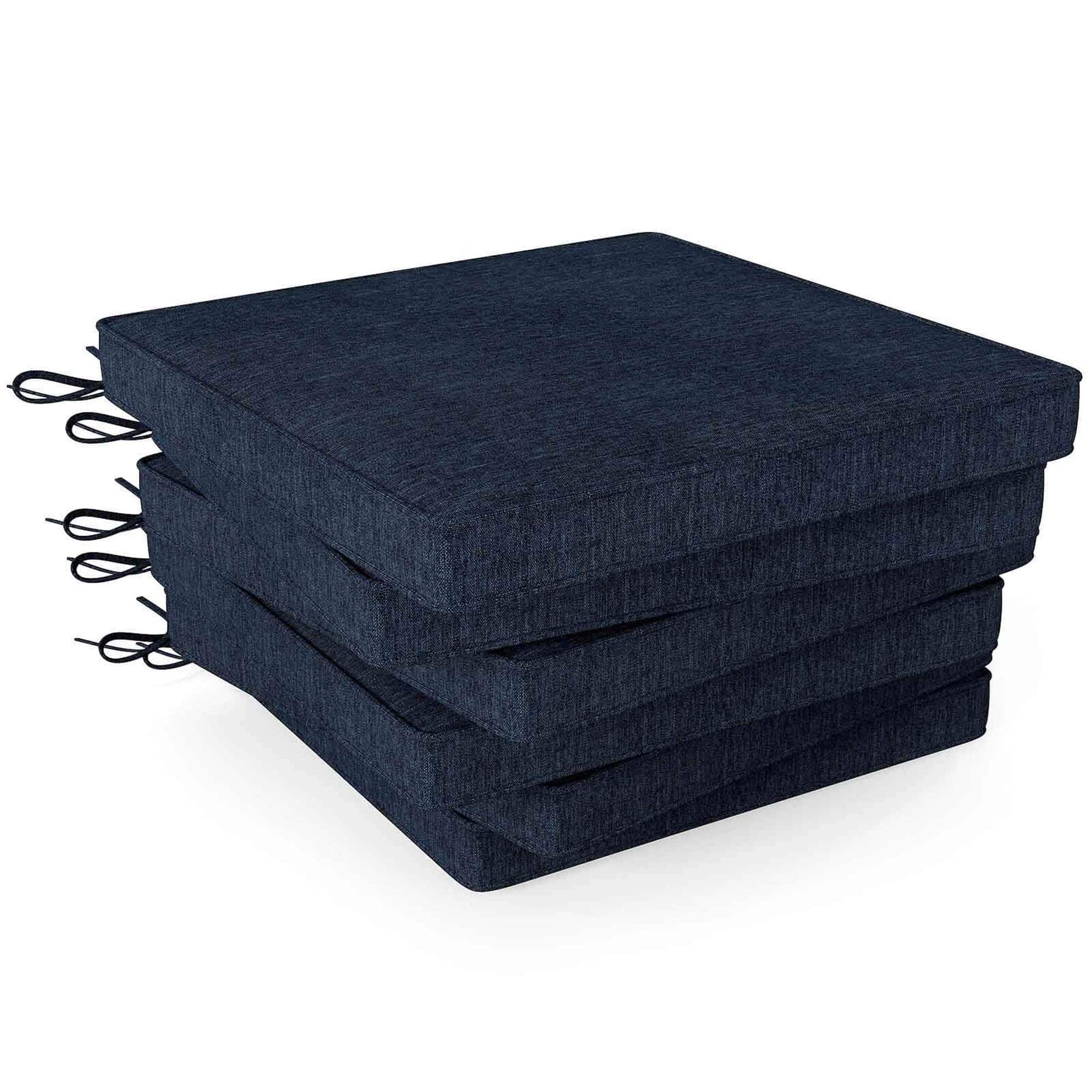 Costway - Outdoor Chair Cushion Set of 6 Waterproof Fade-Resistant Olefin Seat Cushions - Navy