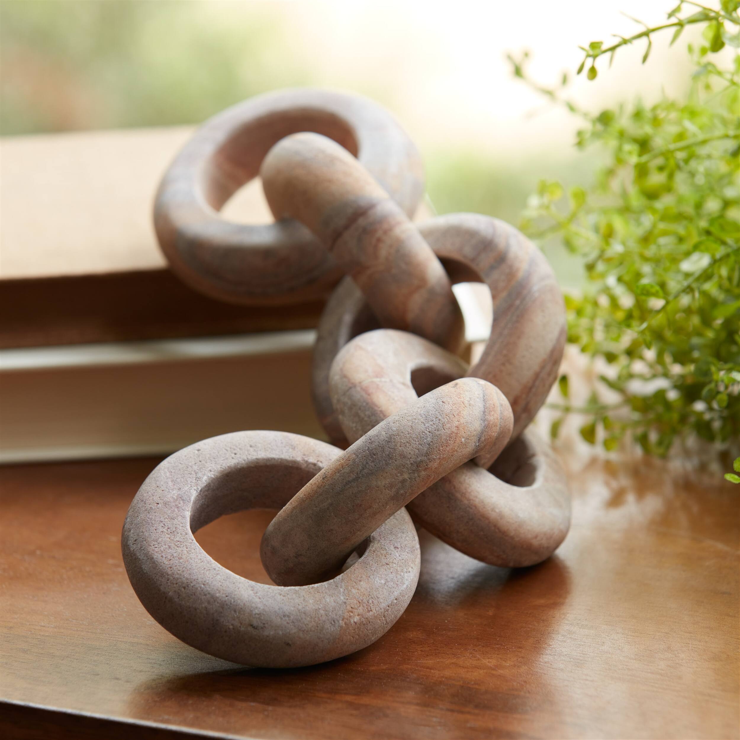 Angle. BreeBe - Sandstone Chain Link Decor 11"L - Brown.