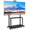 Front. Gymax - Gymax Mobile TV Cart w/ Wheels Camera Shelf & AV Shelves for 32''-80'' Flat Screen TVs - Black.