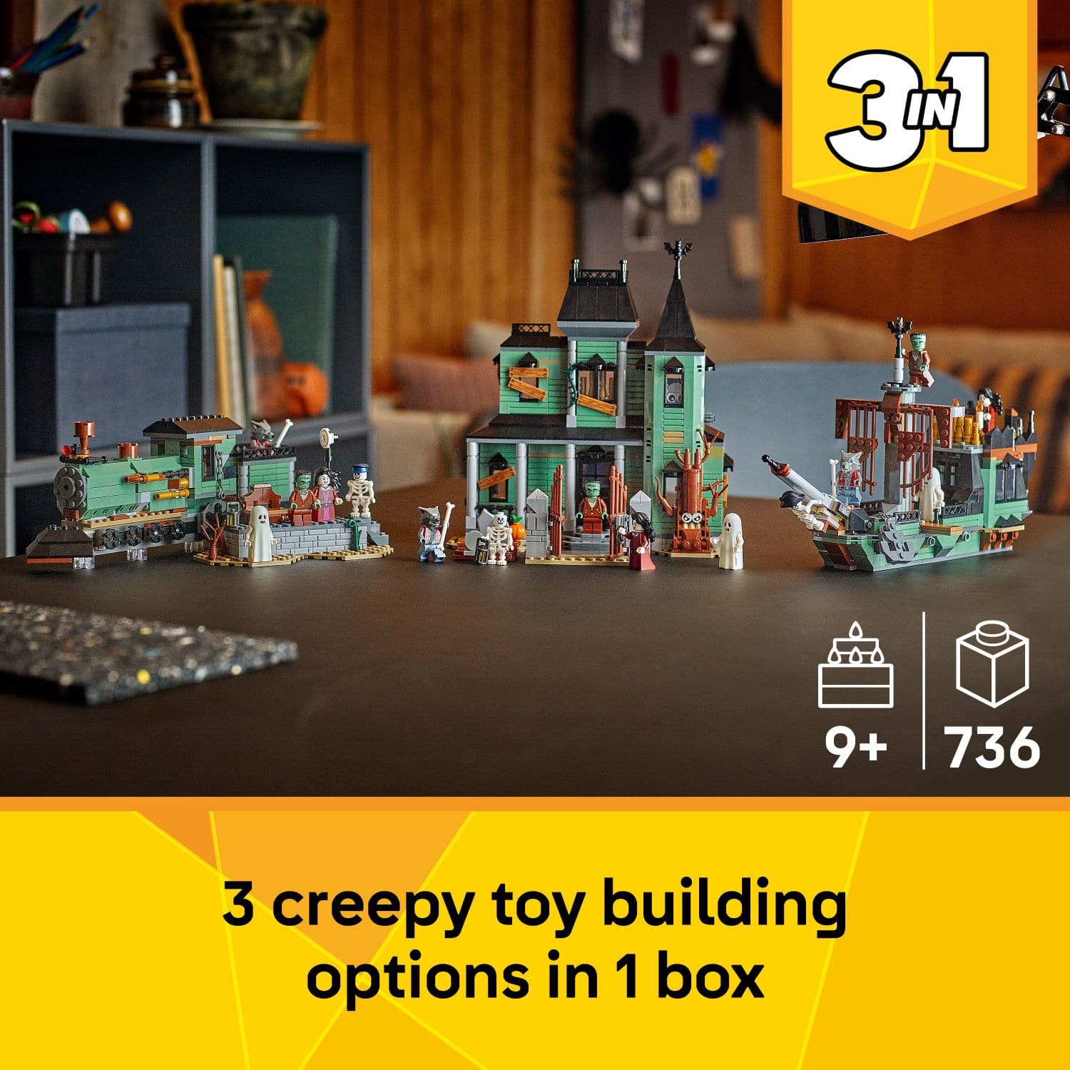 3 IN 1 9+ 736 3 creepy toy building options in 1 box