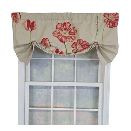 Front. RLF Home - RLF Home 100% Cotton La Tulipe Butterfly With Poly/Cotton Ivory lining Rod Pocket Valance 50" x 16" Linen - Linen.