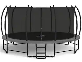 FED Fitness - 16FT Recreational Trampoline with Enclosure for Kids Adults, ASTM Approved, Outdoor Trampolines with Ladder for Kids - Gray