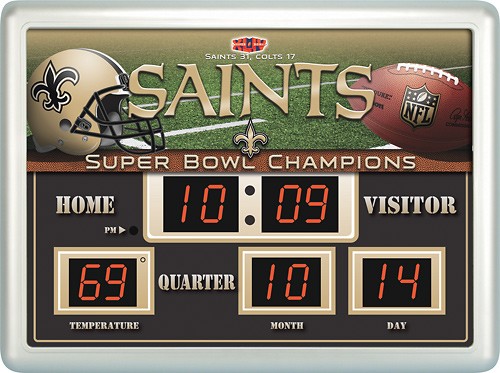 Team Sports America New Orleans Saints Bluetooth Scoreboard Wall Clock 
