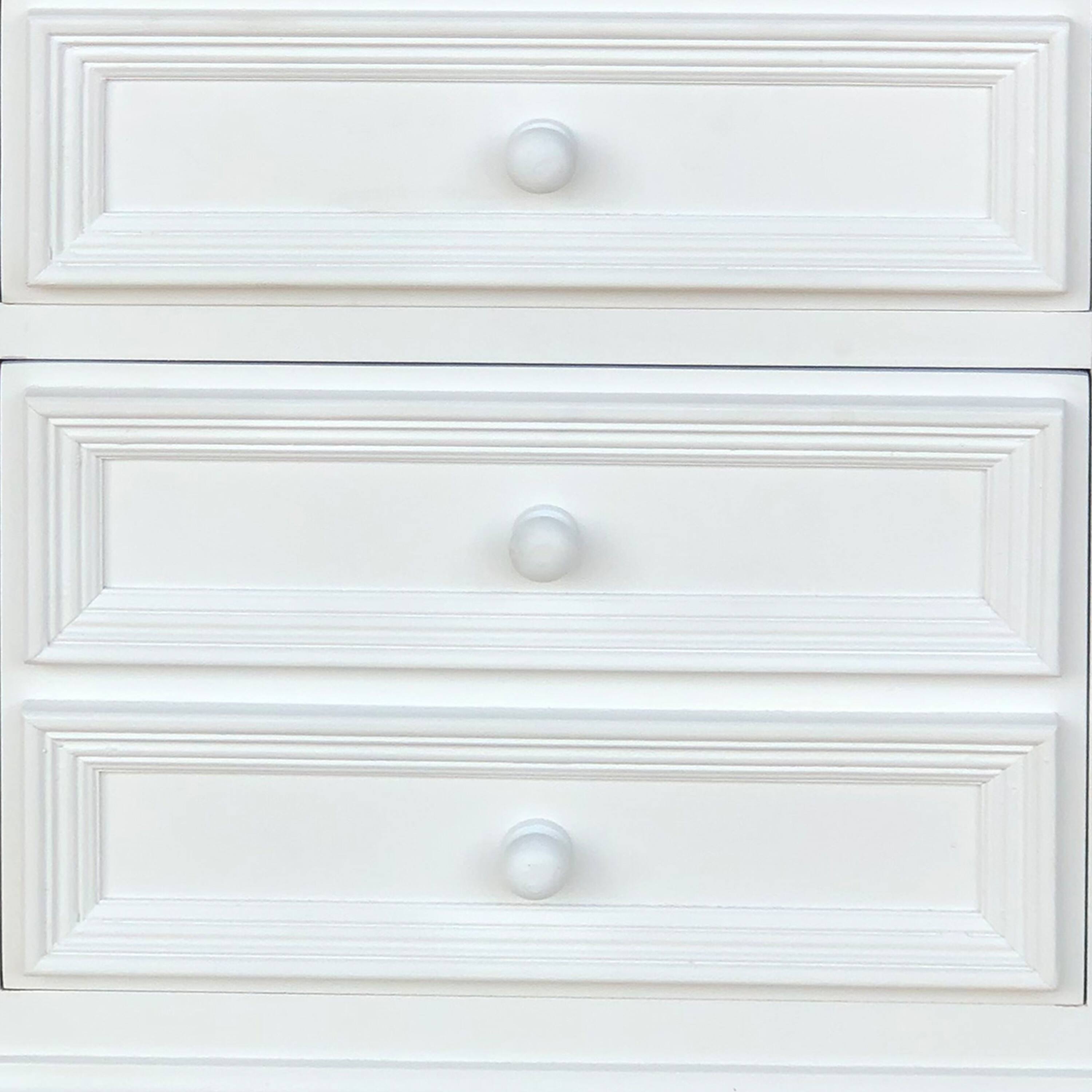 Alt View 5. Manhattan Lane - 28 Inch Bedside Nightstand, 2 Drawers with Classic Round Knobs, Handcrafted White Mango Wood - White.