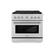 Front. ZLINE - ZLINE Autograph 36 in. 5.2 cu. ft. Freestanding Paramount Dual Fuel Range in Stainless Steel with Nickel Helix Handle - Stainless Steel.