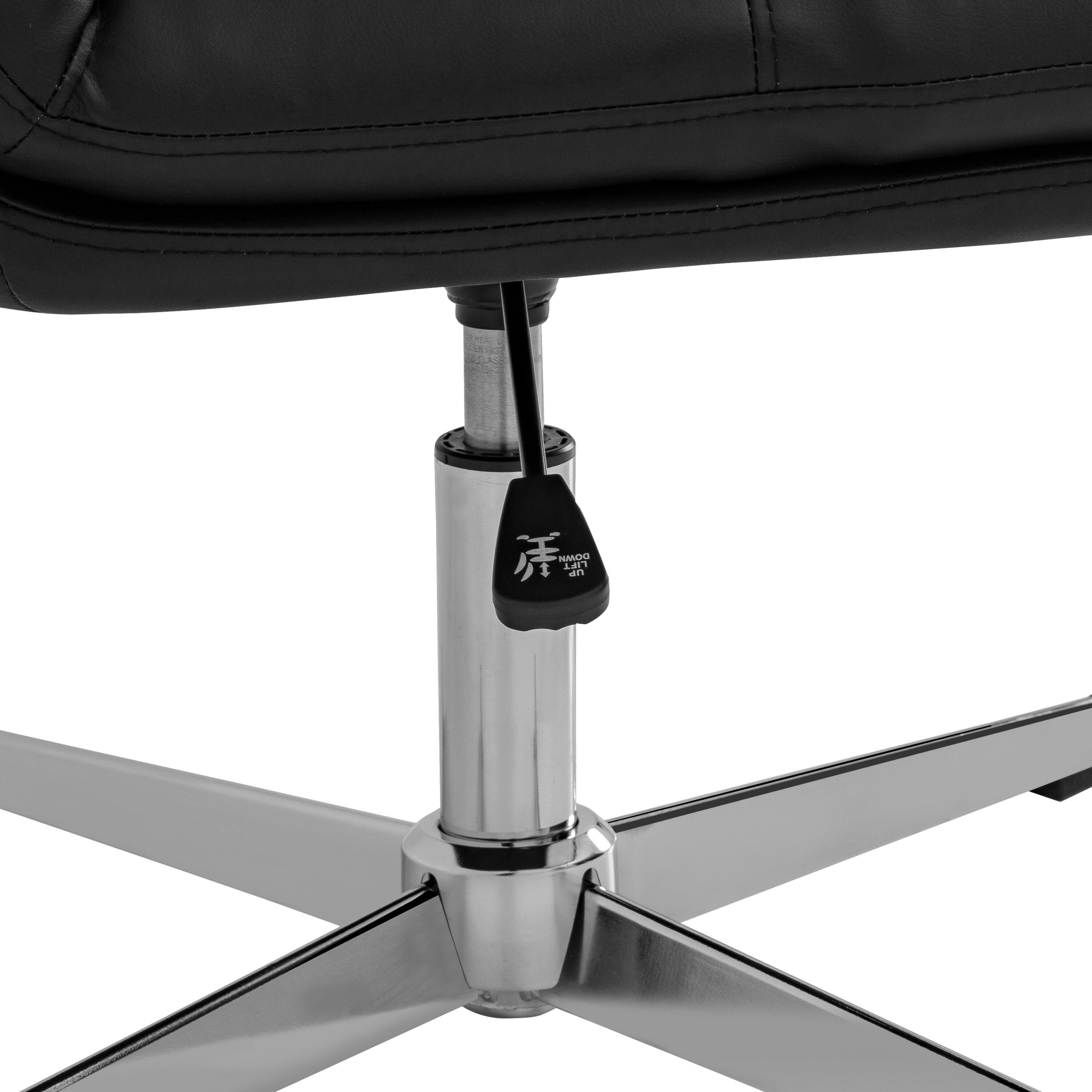 Alt View 10. Emma + Oliver - Mid-Back Swivel Office Chair with Padded Upholstery & Sturdy Frame - Black Faux Leather/Chrome Frame.