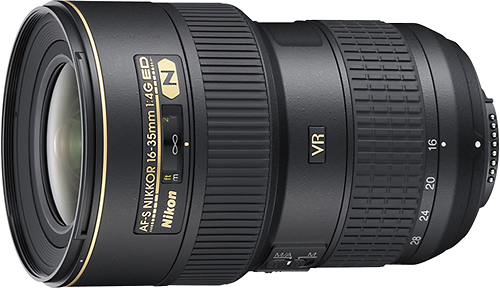 Angle View: Nikon - AF-S NIKKOR 16-35mm f/4G ED VR Ultra-Wide Zoom Lens - Black