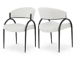Meridian Furniture - Privet Cream Linen Textured Fabric Dining Chair, Set of 2 - Beige
