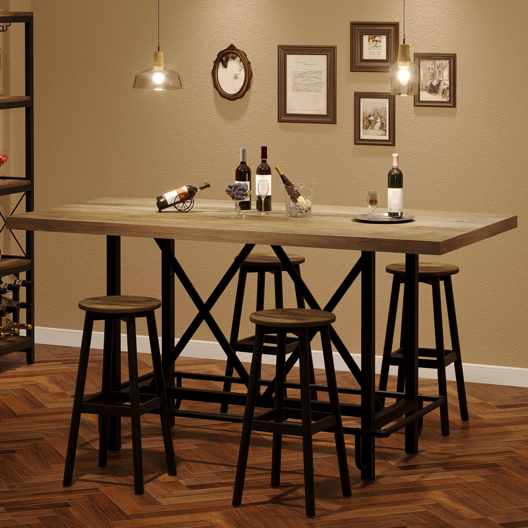 Tribesigns Farmhouse Bar Table with Rectangular Top for Everyday Dining ...
