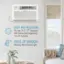 The text on the image reads: "Easy Installation. Fits into 24.5"-27" Universal Wall Sleeve (sold separately). Trim Kit Included. Frees Up Window. Allowing More Natural Light."