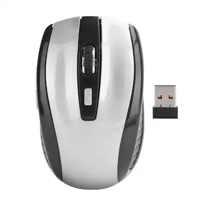 Front. Stock Preferred - 2.4GHz Wireless Optical Mouse with USB Receiver Silver - Silver.