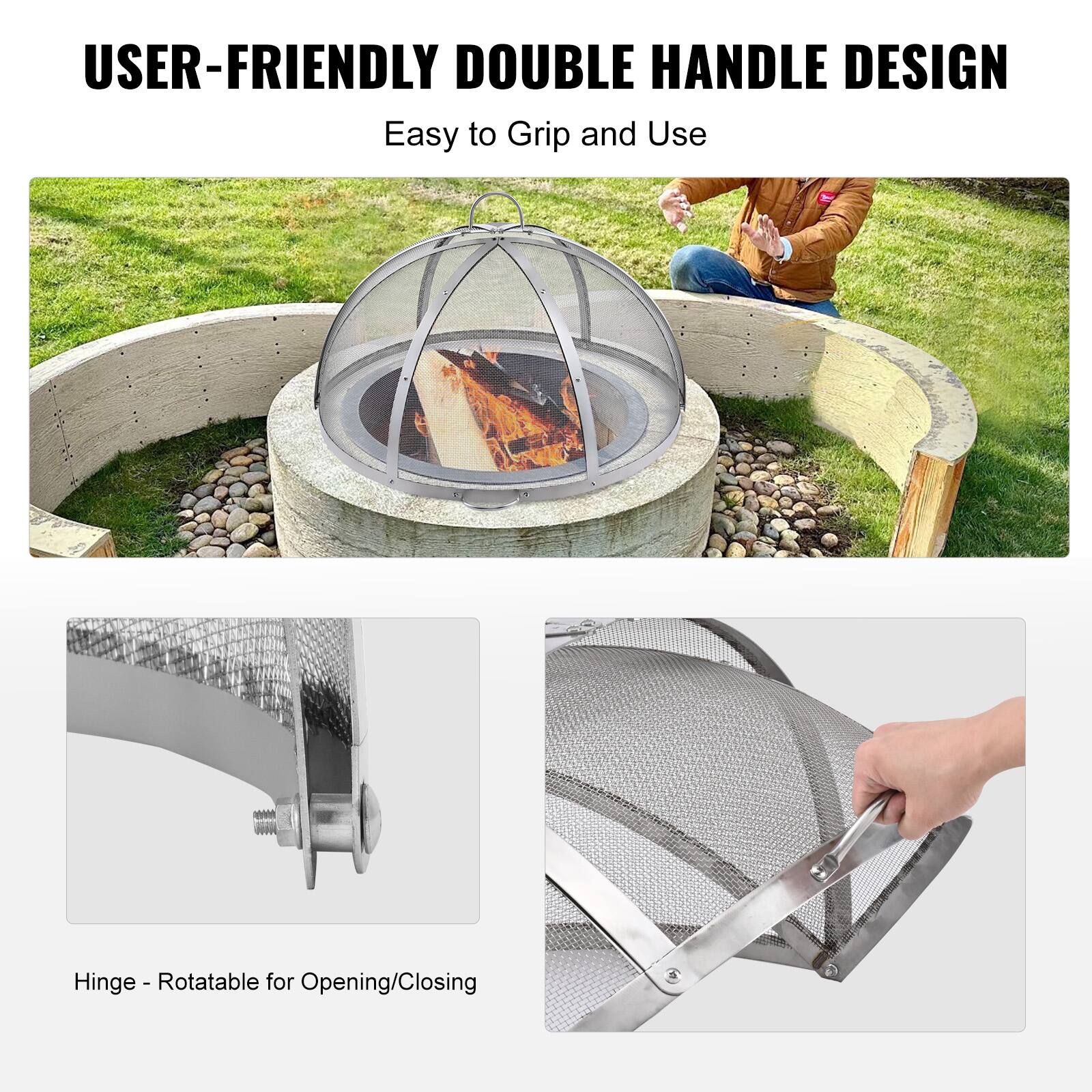 USER-FRIENDLY DOUBLE HANDLE DESIGN  
Easy to Grip and Use  

Hinge - Rotatable for Opening/Closing