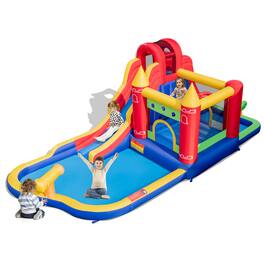 Ecooso - 9-in-1 Inflatable Bounce House Water Park w/ Slide & Splash Pool for Yard Parties