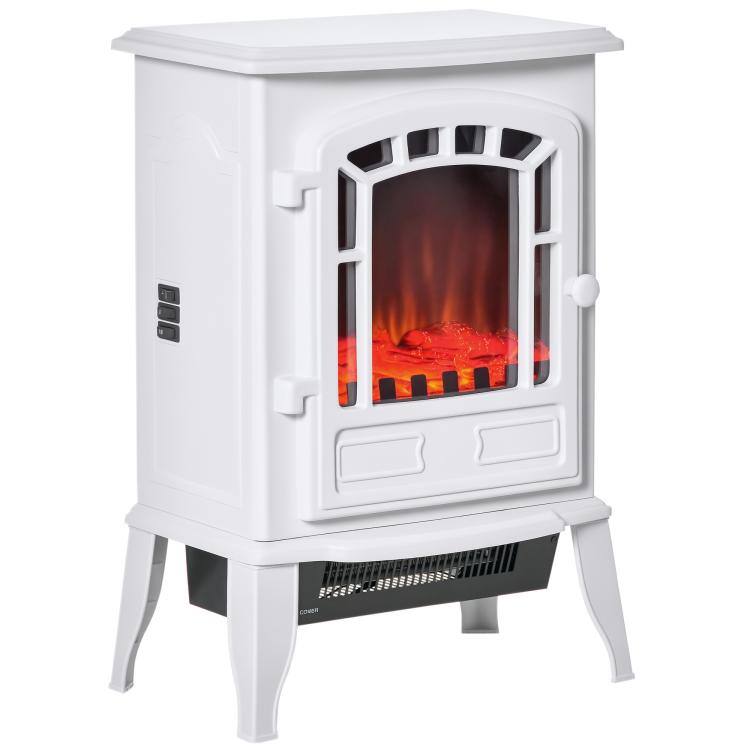 Front. PULUZ - Electric Fireplace Heater, Freestanding Fireplace Stove with Realistic Flame Effect Overheat Protection 750W/1500W - White.