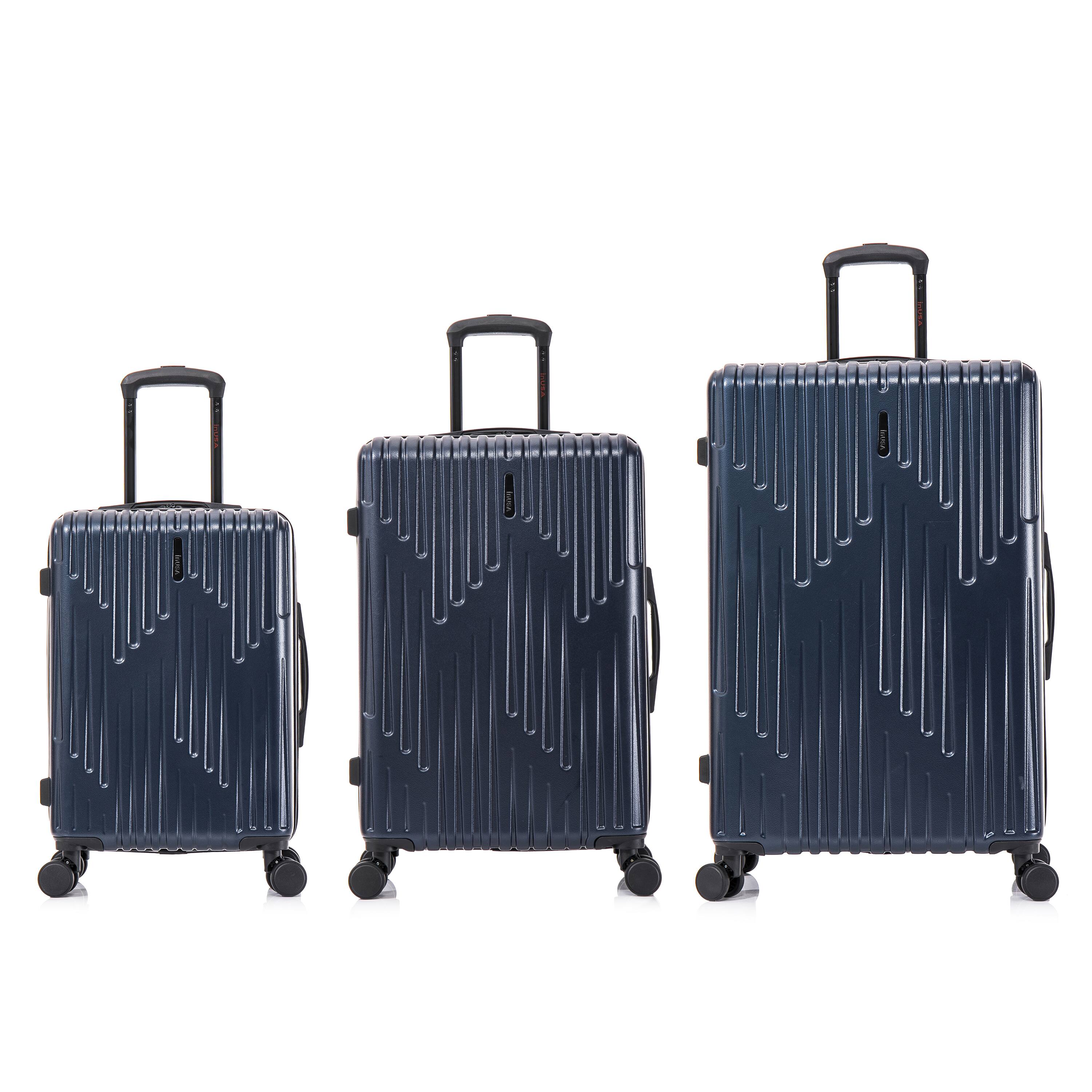 Back. InUSA - Drip lightweight hardside spinner 3 Piece Luggage Set  20"/24"/28" - NAVY BLUE.