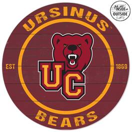 Jardine - Ursinus Bears 20'' x 20'' Indoor/Outdoor Weathered Circle Sign - Red