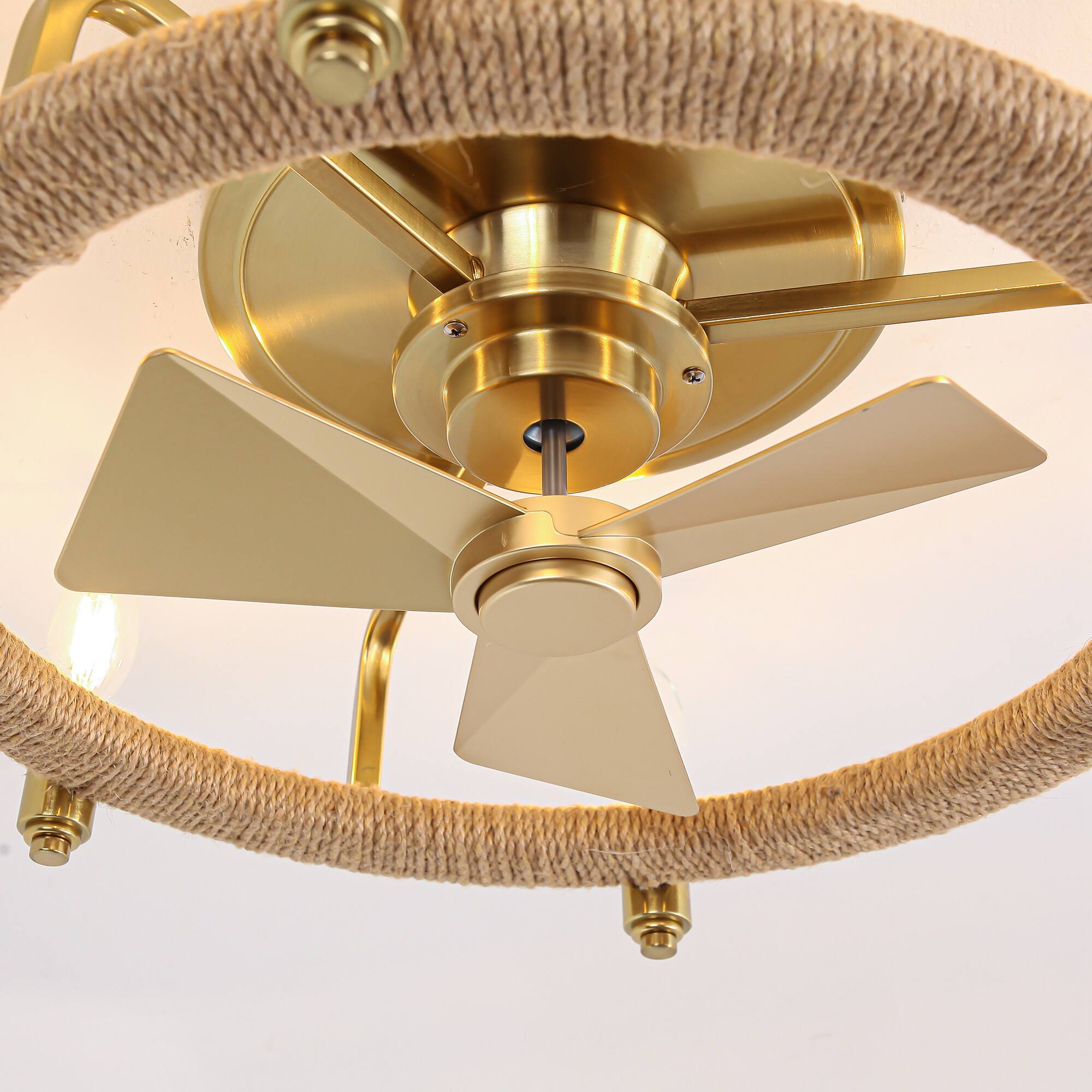 Alt View 5. Parrot Uncle - 20" Gold Flush Mount Cage Ceiling Fan with Light and Remote Control - Gold.