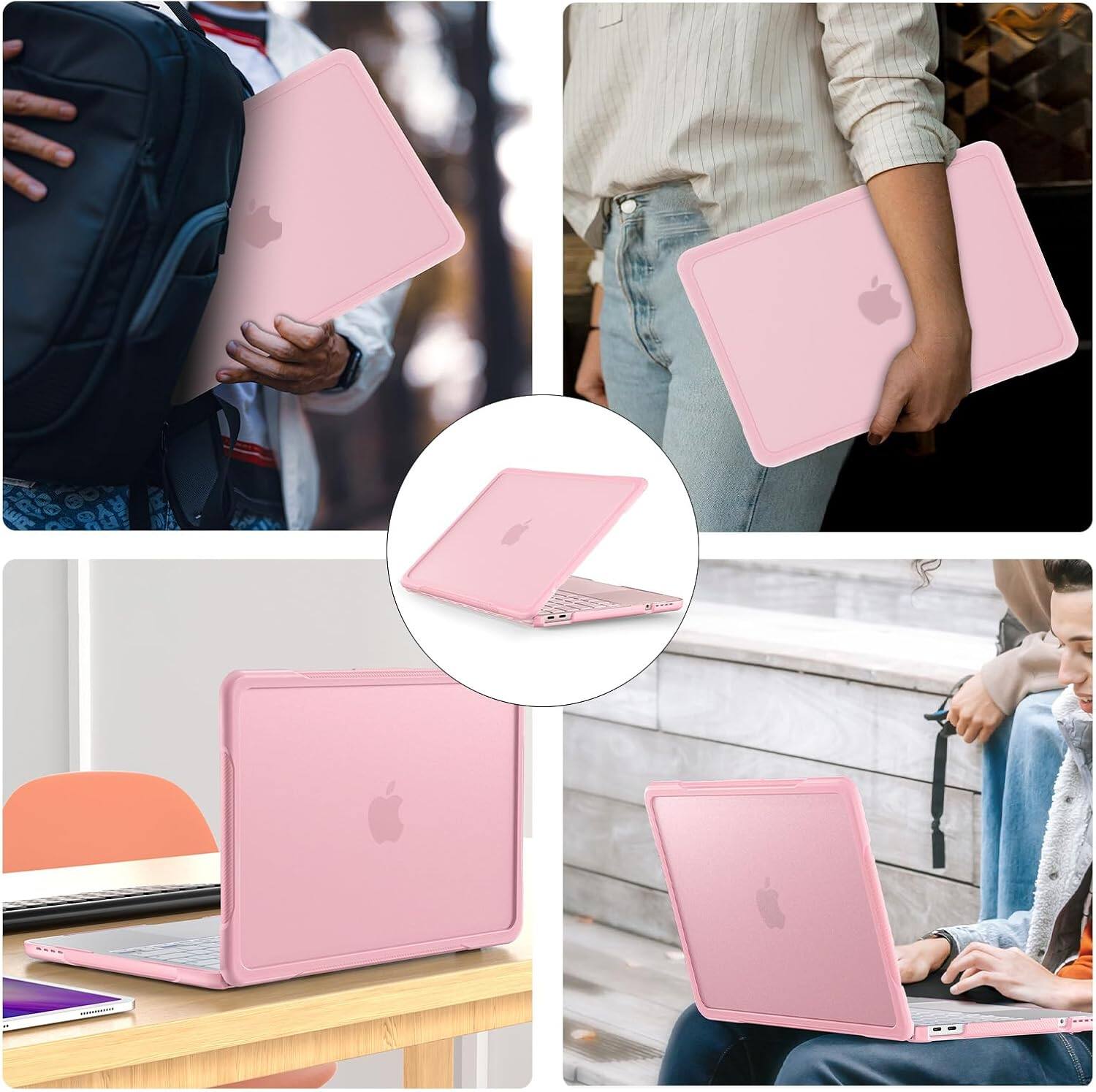 Alt View 2. mosiso - Cover for MacBook Neo Case 13 inch 2026 A3404 A18 Pro Chip, Protective Hard Shell with Shock-Absorbing TPU Bumper - Blush.