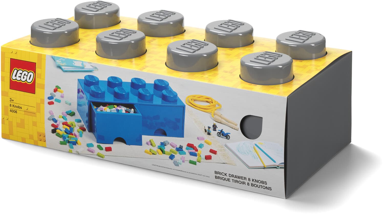 Room Copenhagen - LEGO Stackable Storage Brick with 2 Drawers and 8 Knobs, Dark Grey - COLLECTABLES - Multicolor