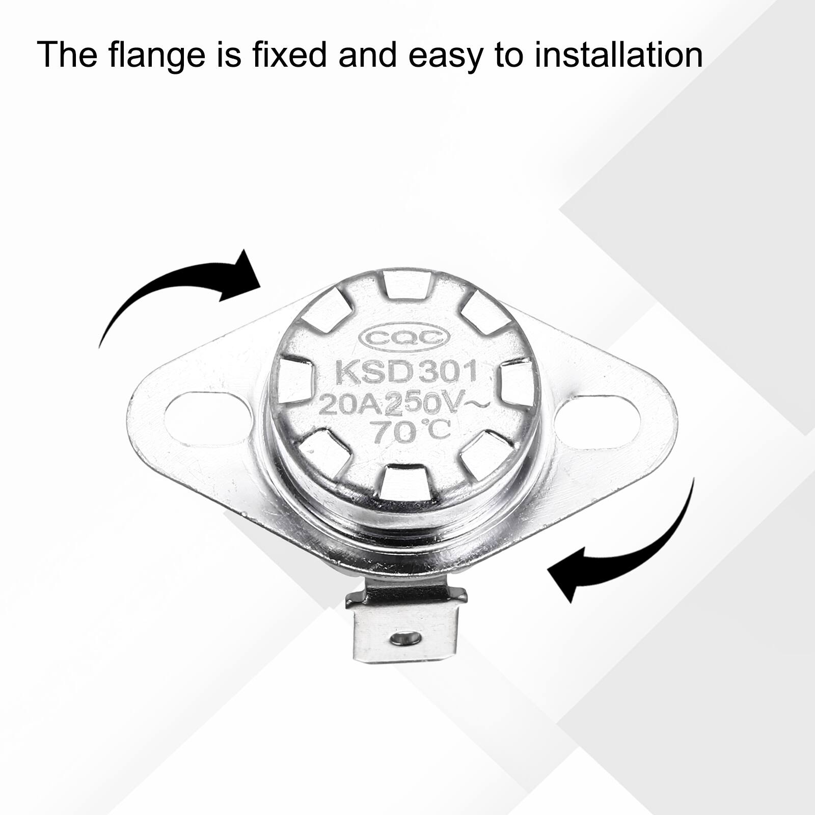 The flange is fixed and easy to installation

CQC KSD301 20A250V 70C