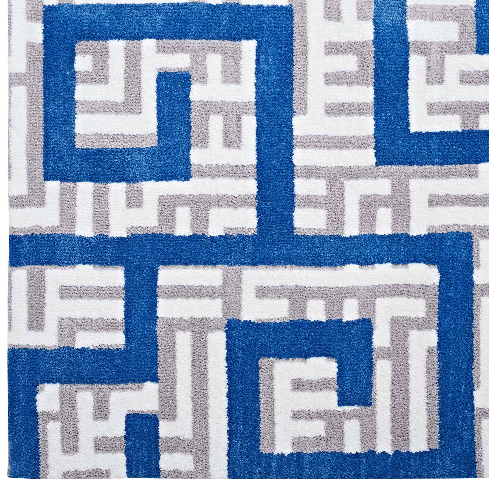 Alt View 2. Modway - Nahia Geometric Maze Area Rug - Ivory Light Gray and Blue.