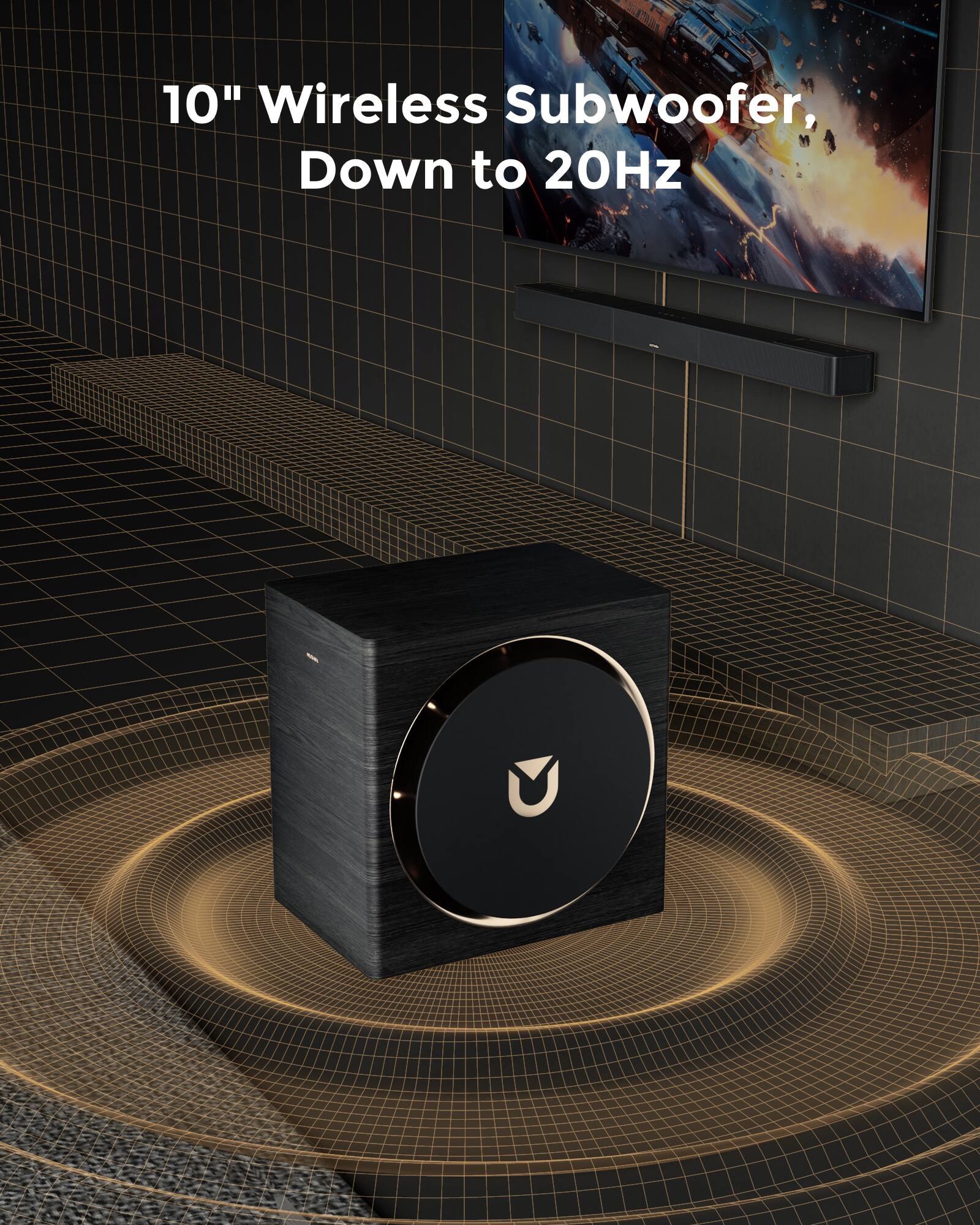 10" Wireless Subwoofer, Down to 20Hz