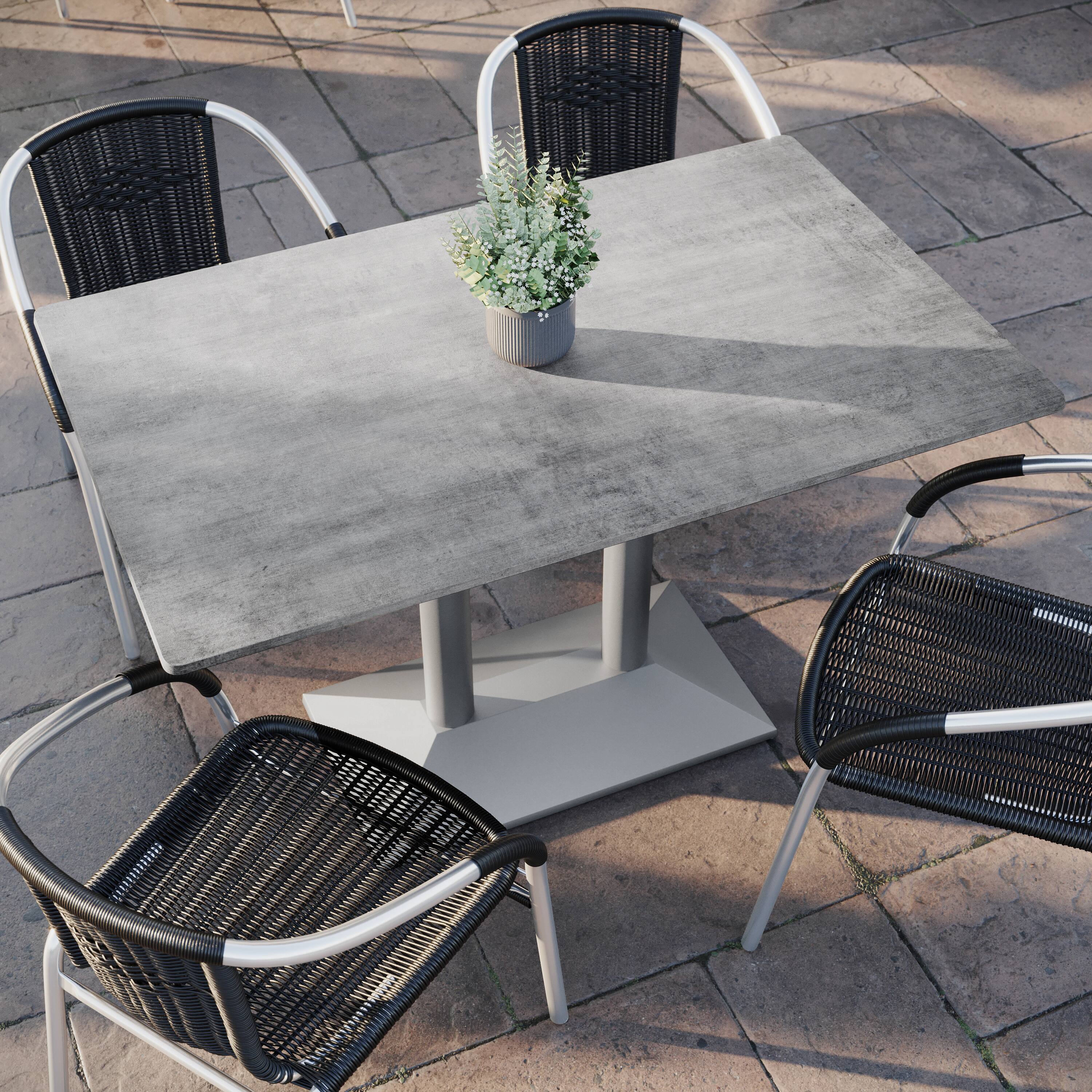 Alt View 4. Emma + Oliver - PureShield Indoor Outdoor Tabletop with Seam-Free Surface Innovation and Cast Iron Bistro Table Base - Gray Faux Concrete/Silver Base.