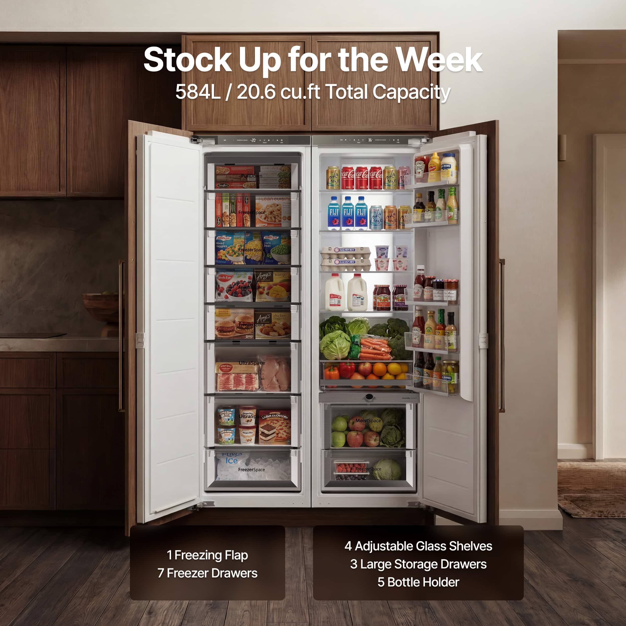 Ca'Lefort 44'' Panel Ready Refrigerator Bundle, Built in, with