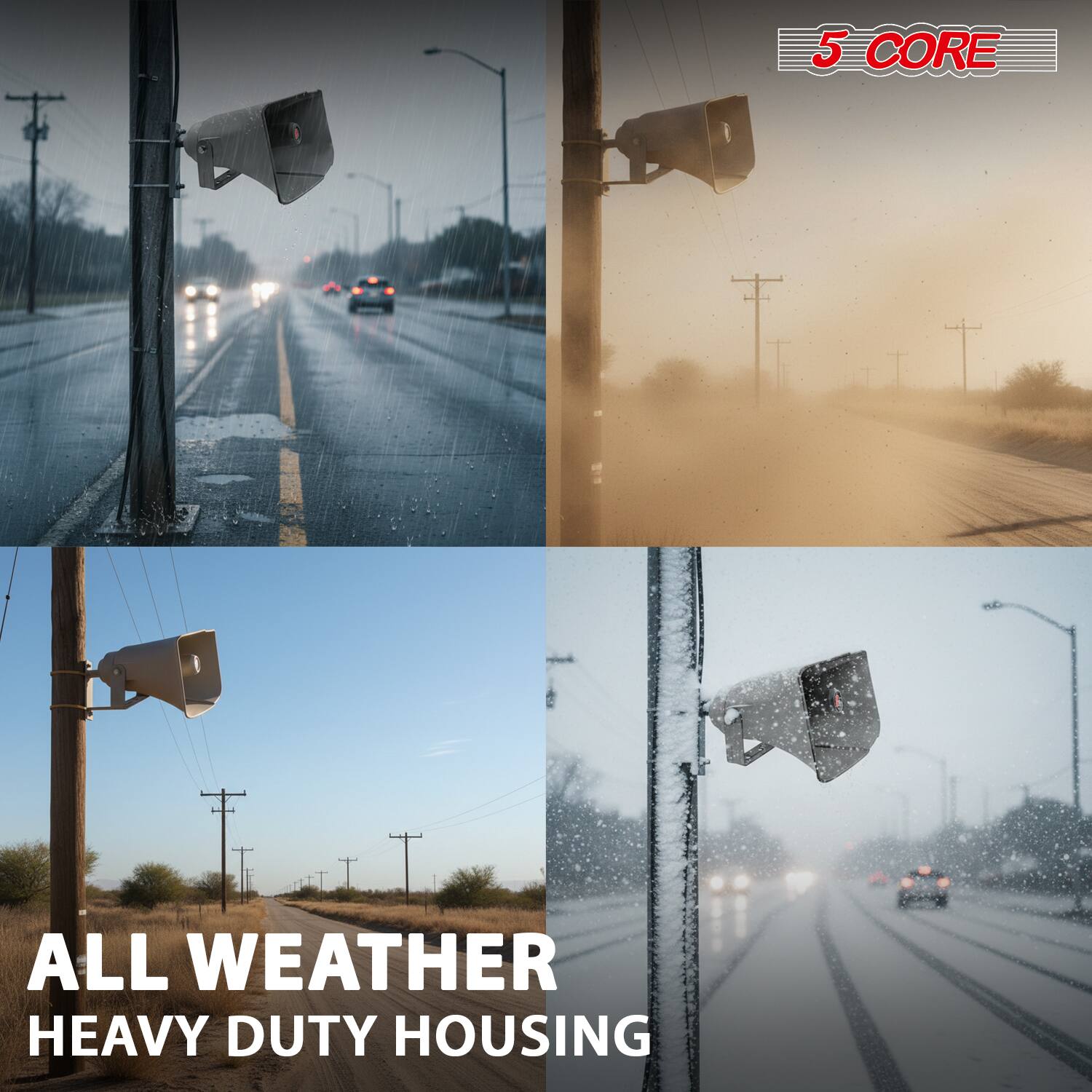 5 CORE  
ALL WEATHER  
HEAVY DUTY HOUSING