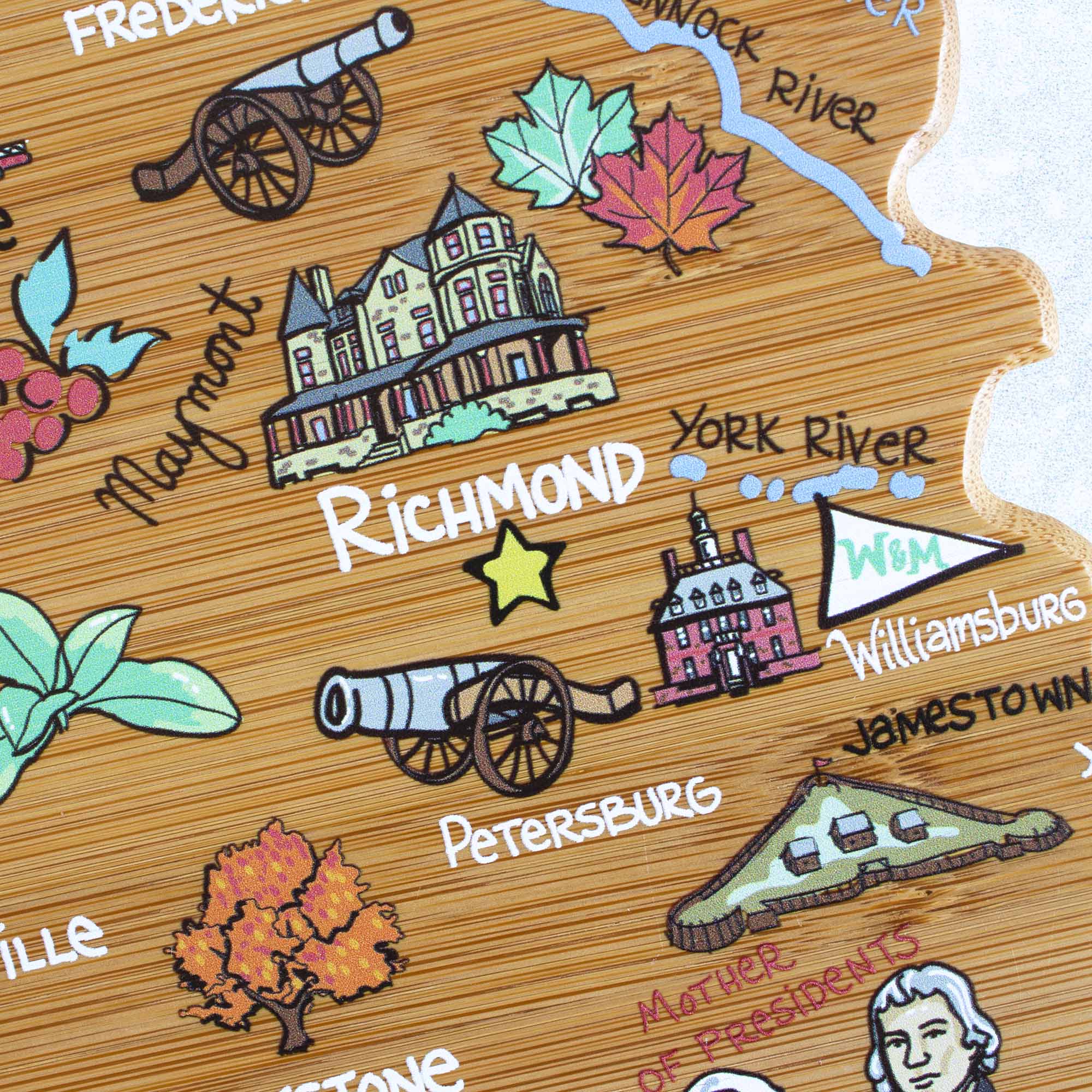 FREDERICKSBURG  
RIVER  
MAYMONT  
RICHMOND  
YORK RIVER  
WILLIAMSBURG  
JAMESTOWN  
PETERSBURG  
MOTHER OF PRESIDENTS