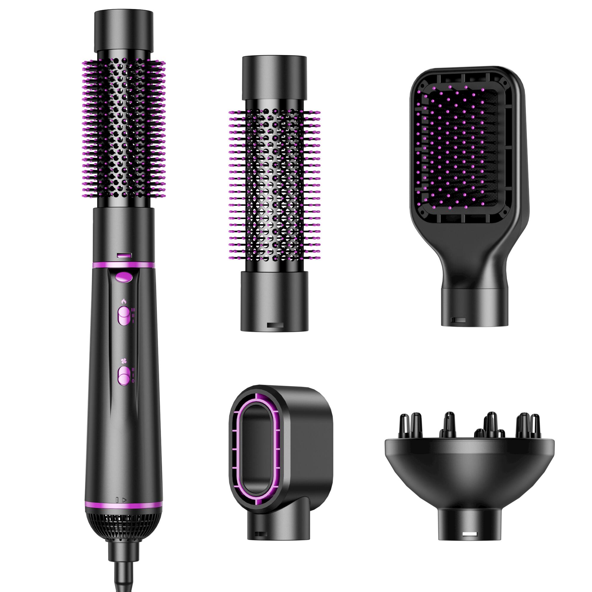 Alt View 3. Teendow - Teendow 1000W 4-in-1 Hair Dryer Brush,  Hot Air Brush, Blow Dryer Brush Tool Set, Salon Style, Negative Ion for All Hair - Black.