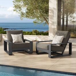 Lirienne Outdoor Patio Aluminum Faux Wood Armchairs Set of 2 by Modway - Smoke