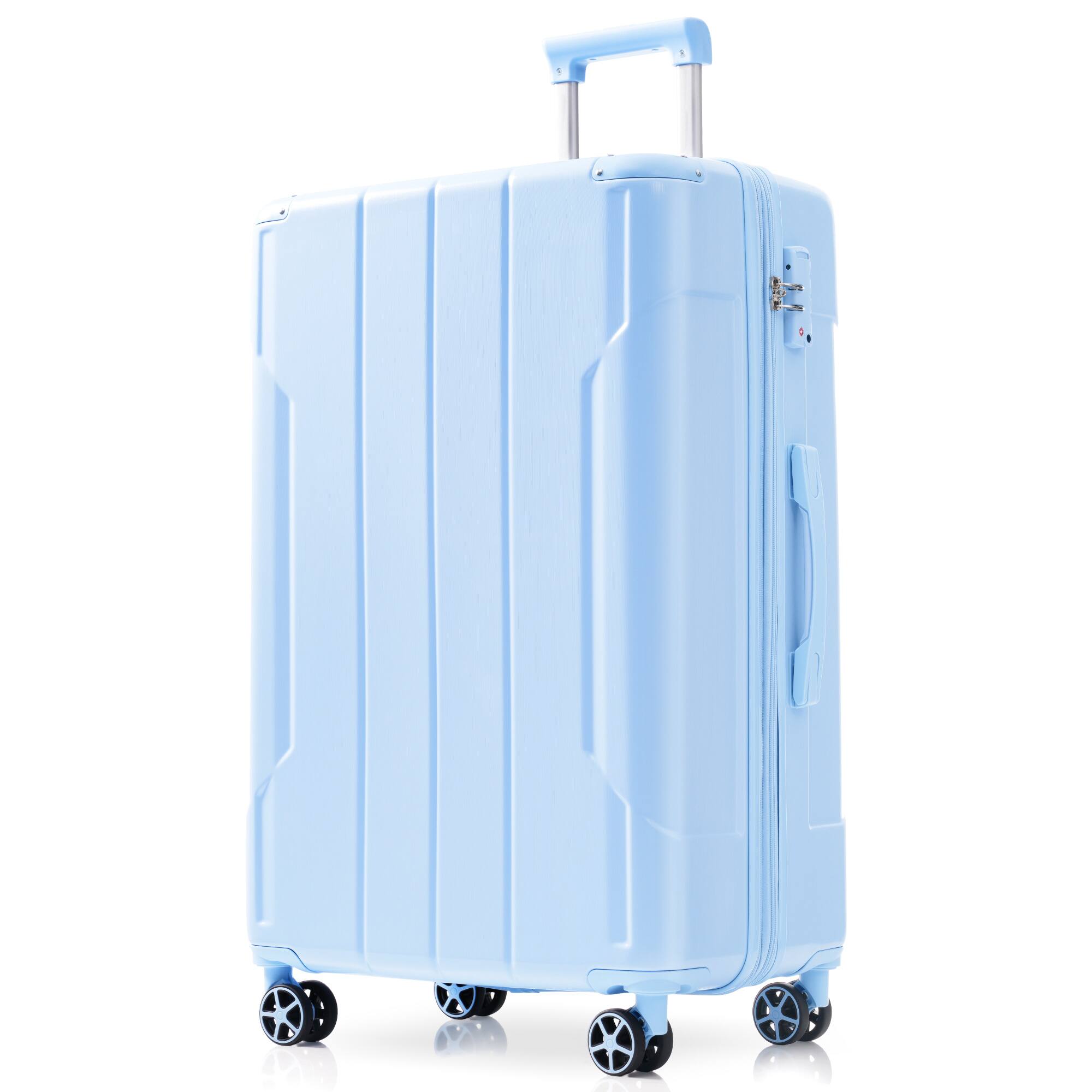 Front. APRILSOUL - Hardshell Luggage Lightweight Durable ABS Suitcases with Double Wheels Expandable 28 Inch Checked Travel Luggage Skyblue - Sky Blue.