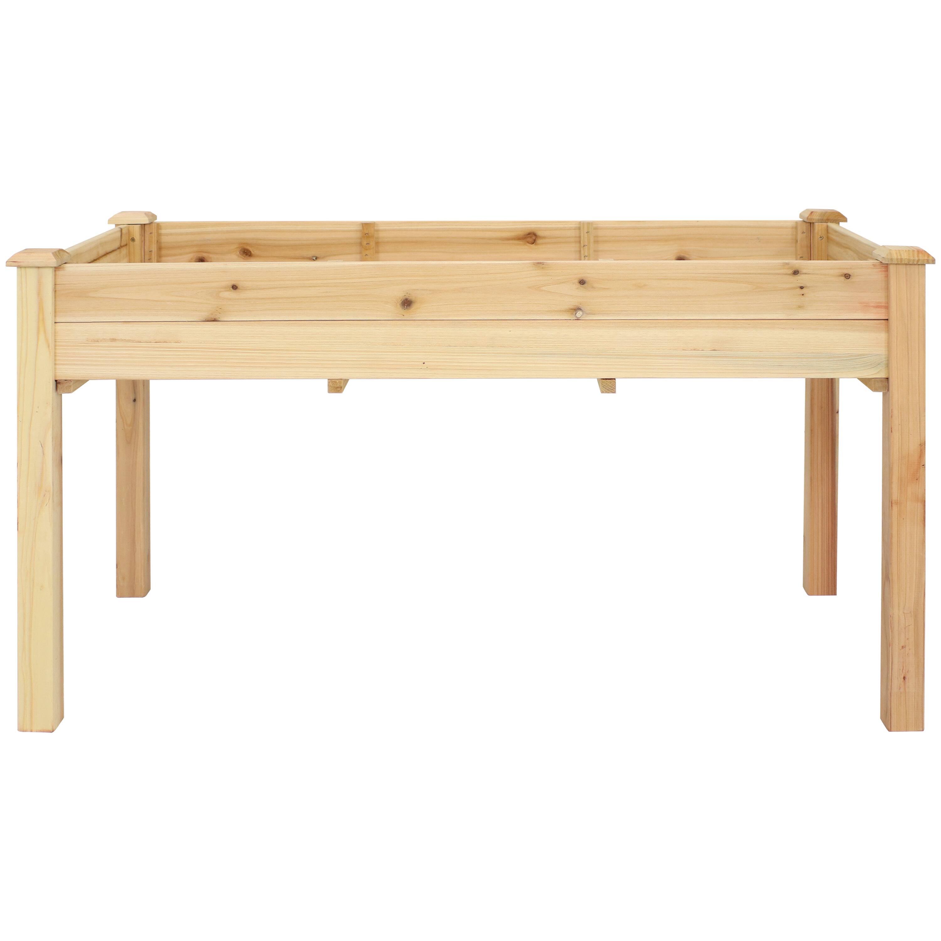 Alt View 6. Sunnydaze - Wooden Fir Outdoor Standing Garden Planter - 27.5 in - Light Brown.