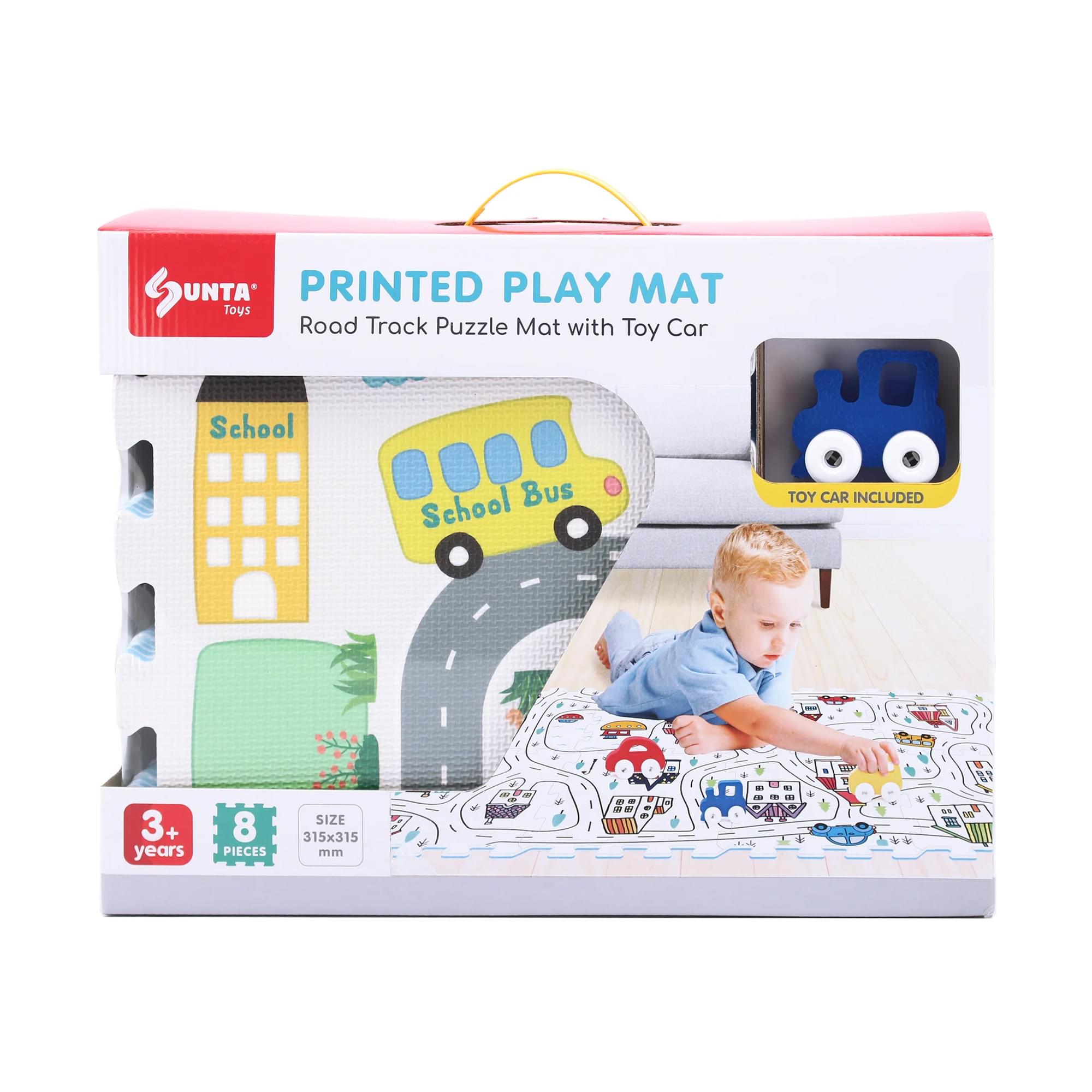 GUNTA' UNTA PRINTED PLAY MAT Toys Road Track Puzzle Mat with Toy Car School School Bus TOY CAR INCLUDED  
3+ years  
8 PIECES  
SIZE 315x315 mm