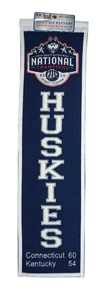 Winning Streak Sports - UCONN Huskies 2014 Mens Basketball Champions 8x32 Wool Banner - Multi