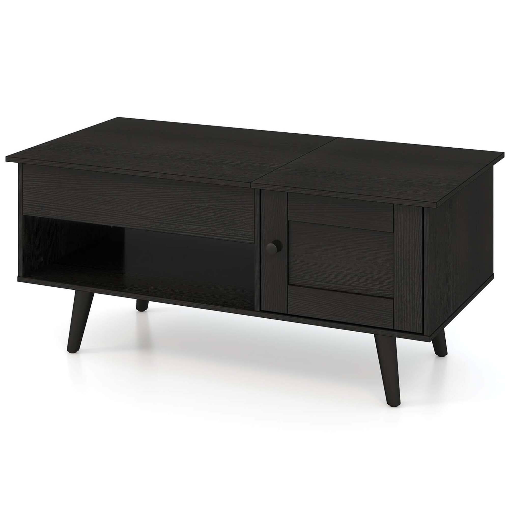 Alt View 18. Costway - Lift Top Coffee Table with Storage Hidden Compartment Cabinet & Open Shelf Black - Black.