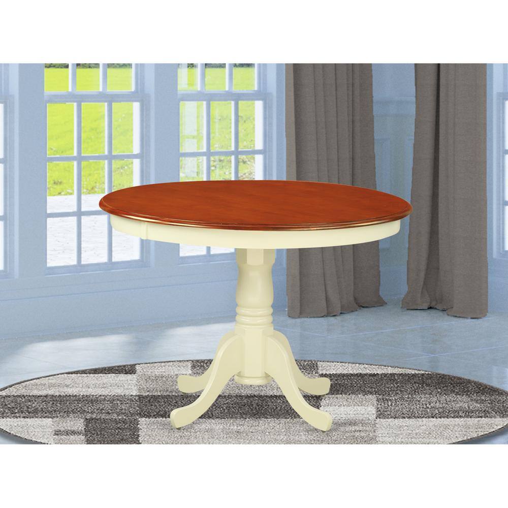 Angle. East West Furniture - HLPL3-BMK-C 3 Pc set with a Dining Table and 2Seat Dinette Kitchen Chairs in Buttermilk and Cherry . - Buttermilk & Cherry.